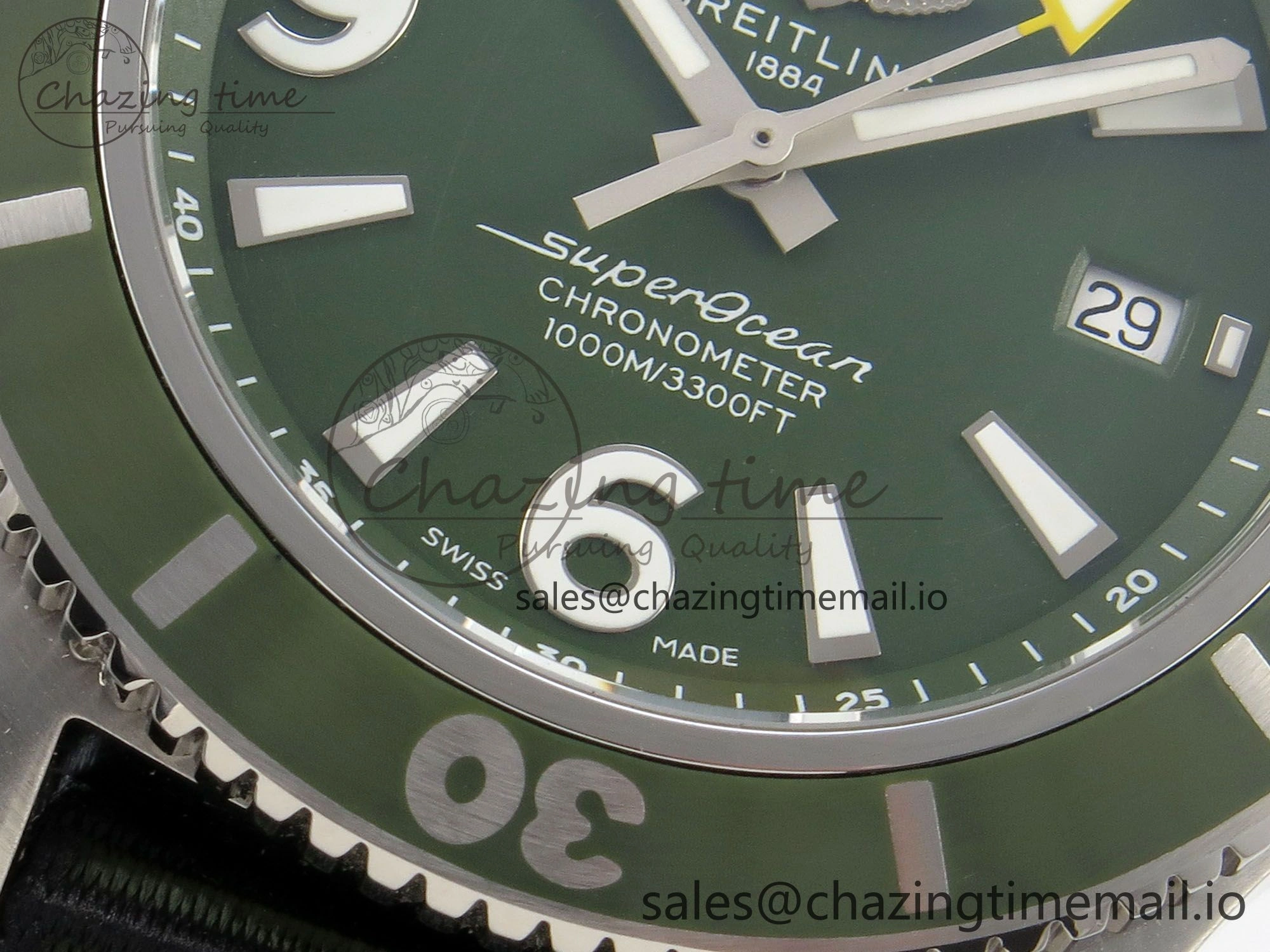 Superocean 44mm SS TF 1:1 Best Edition Green Dial Green Bezel on Green Nylon Strap A2824 V2