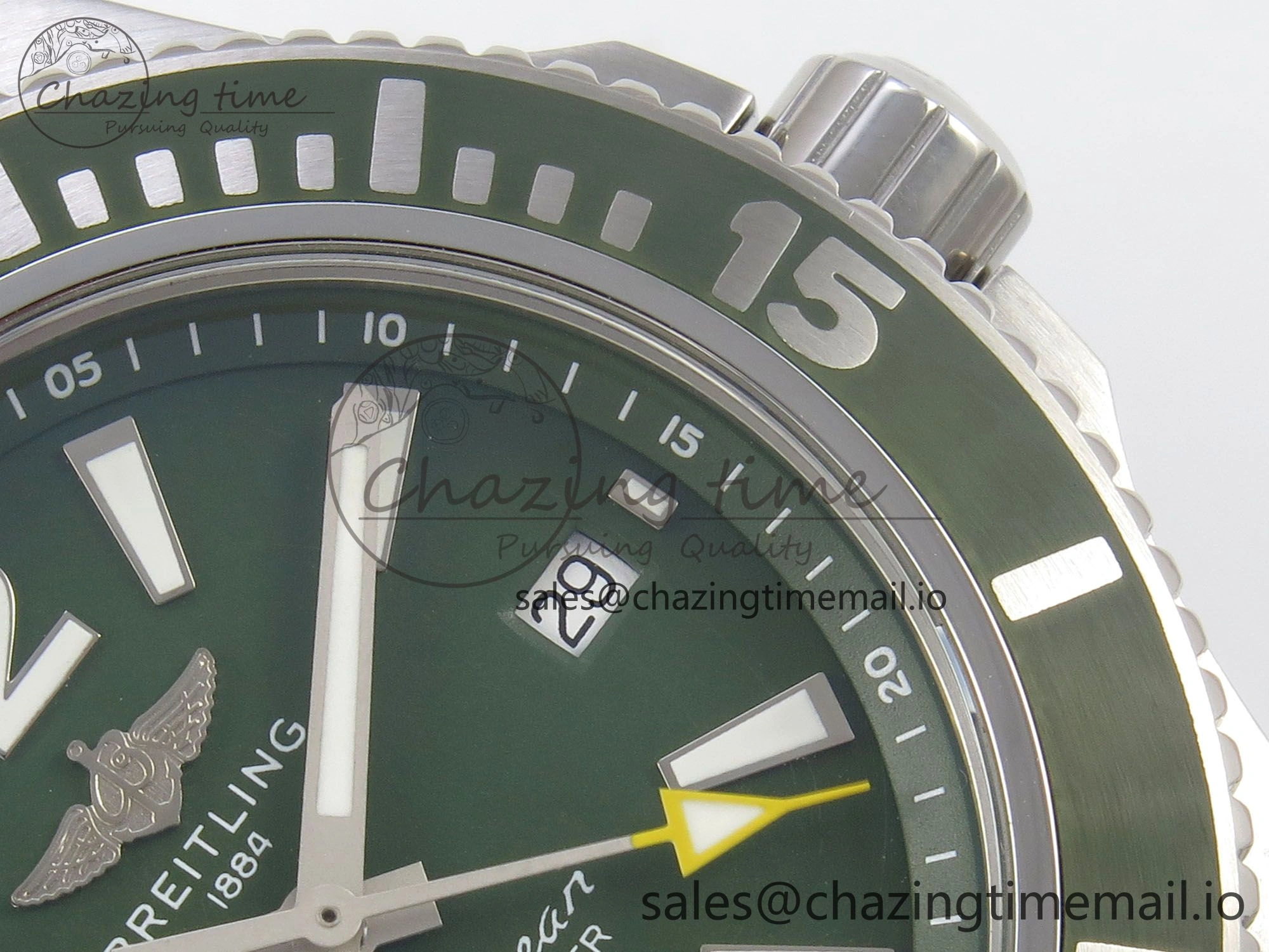 Superocean 44mm SS TF 1:1 Best Edition Green Dial Green Bezel on Green Nylon Strap A2824 V2
