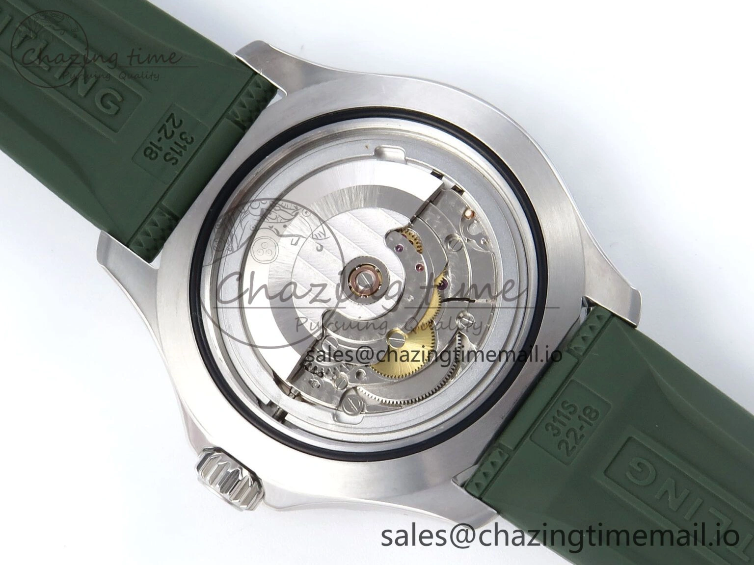 Superocean 44mm SS TF 1:1 Best Edition Green Dial Green Bezel on Green Rubber Strap A2824