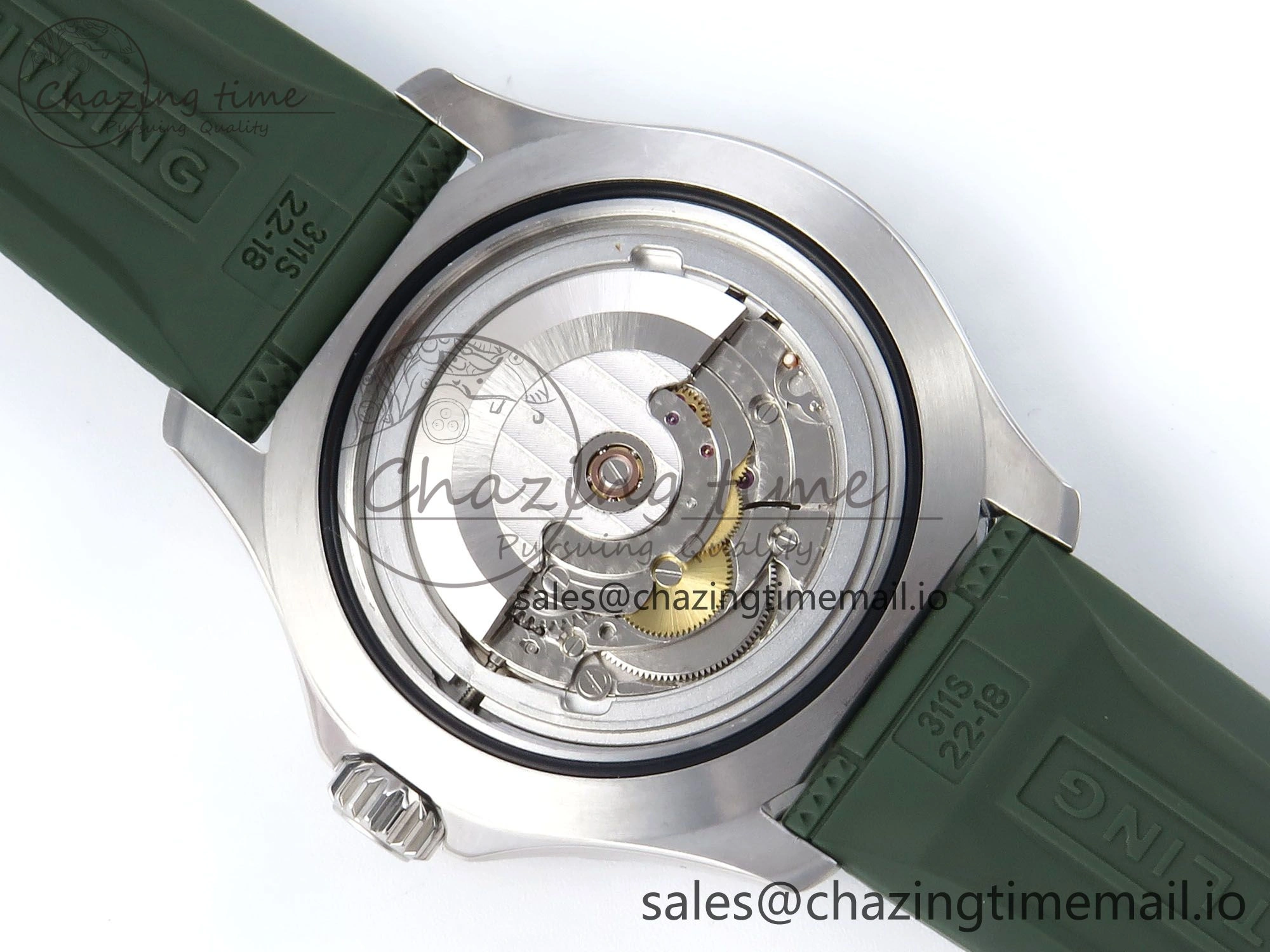 Superocean 44mm SS TF 1:1 Best Edition Green Dial Green Bezel on Green Rubber Strap A2824