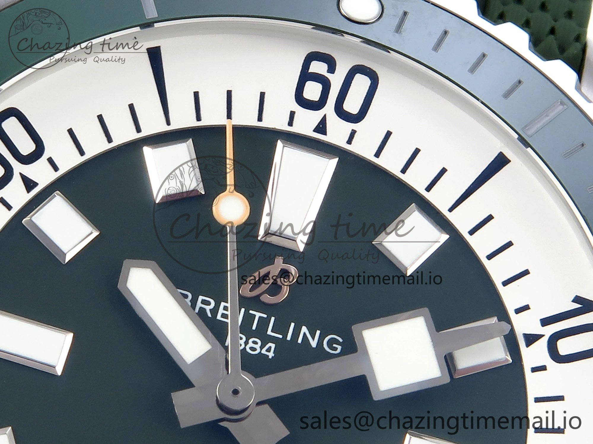 Superocean 44mm SS TF 1:1 Best Edition Green Dial Green Bezel on Green Rubber Strap A2824