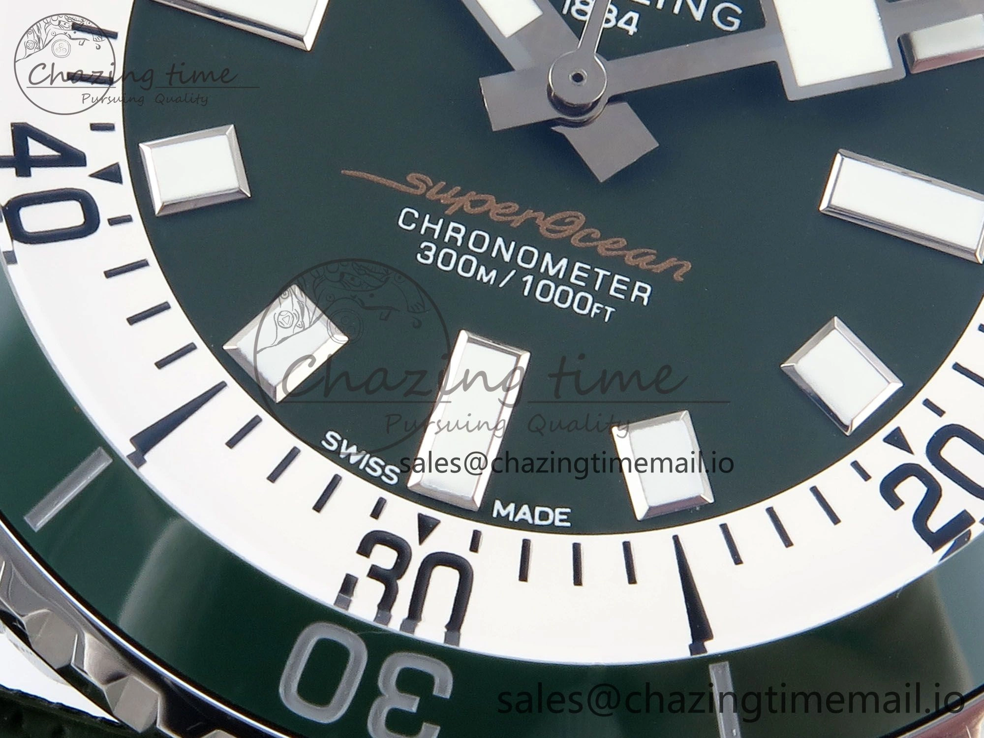 Superocean 44mm SS TF 1:1 Best Edition Green Dial Green Bezel on Green Rubber Strap A2824