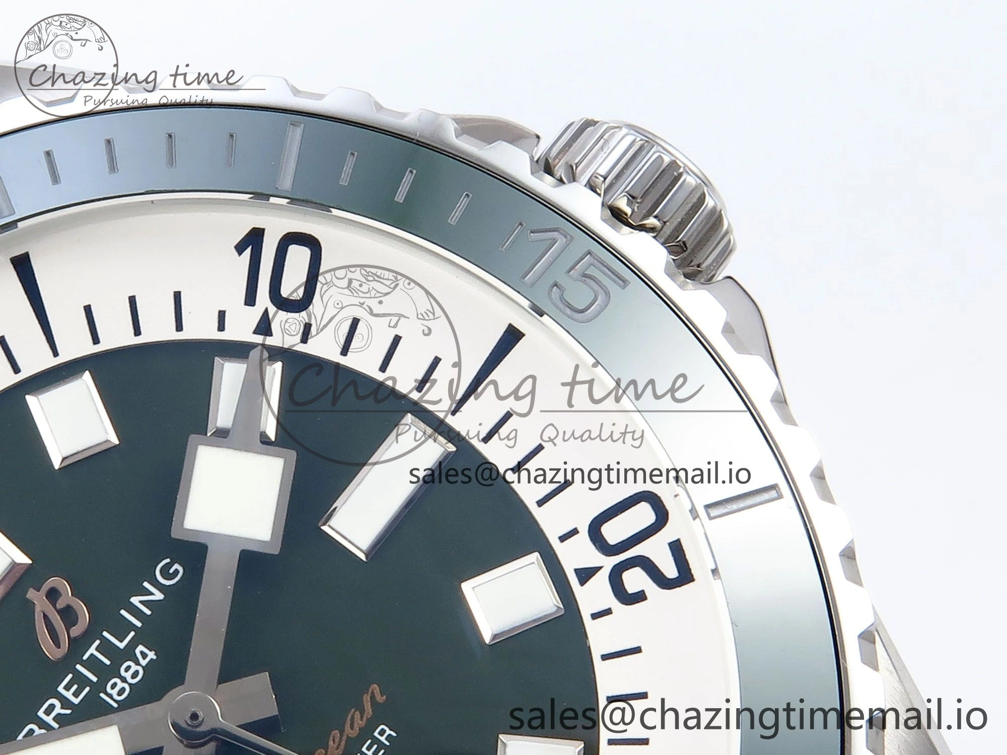 Superocean 44mm SS TF 1:1 Best Edition Green Dial Green Bezel on Green Rubber Strap A2824