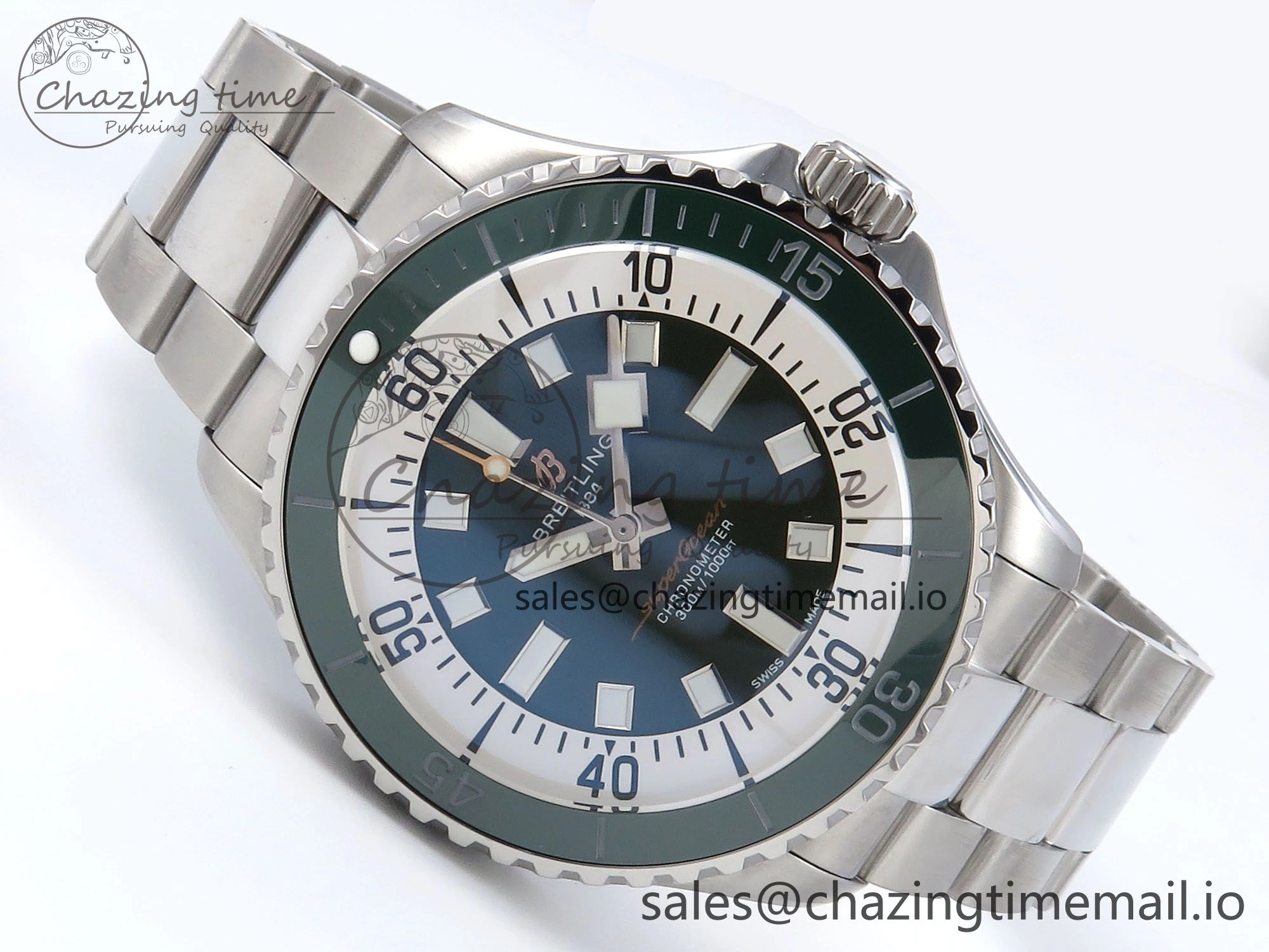 Superocean 44mm SS TF 1:1 Best Edition Green Dial on SS Bracelet A2824