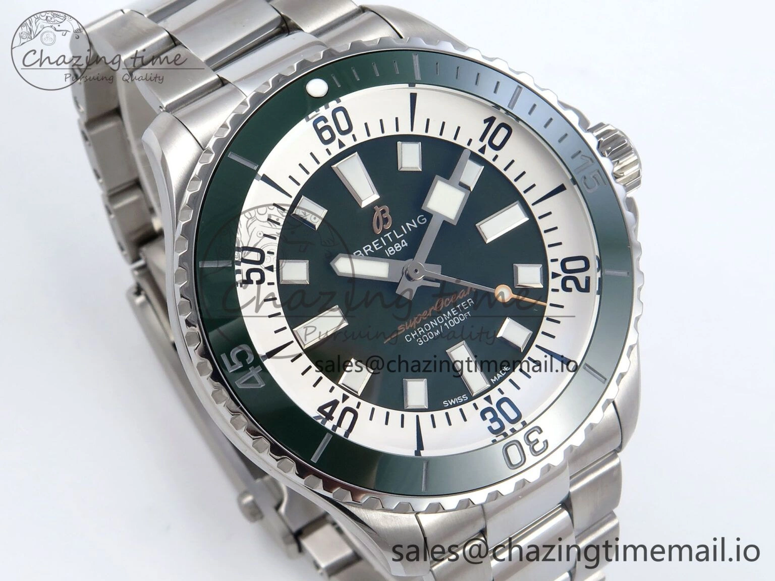Superocean 44mm SS TF 1:1 Best Edition Green Dial on SS Bracelet A2824