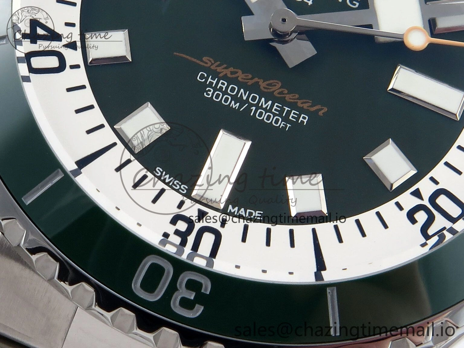 Superocean 44mm SS TF 1:1 Best Edition Green Dial on SS Bracelet A2824