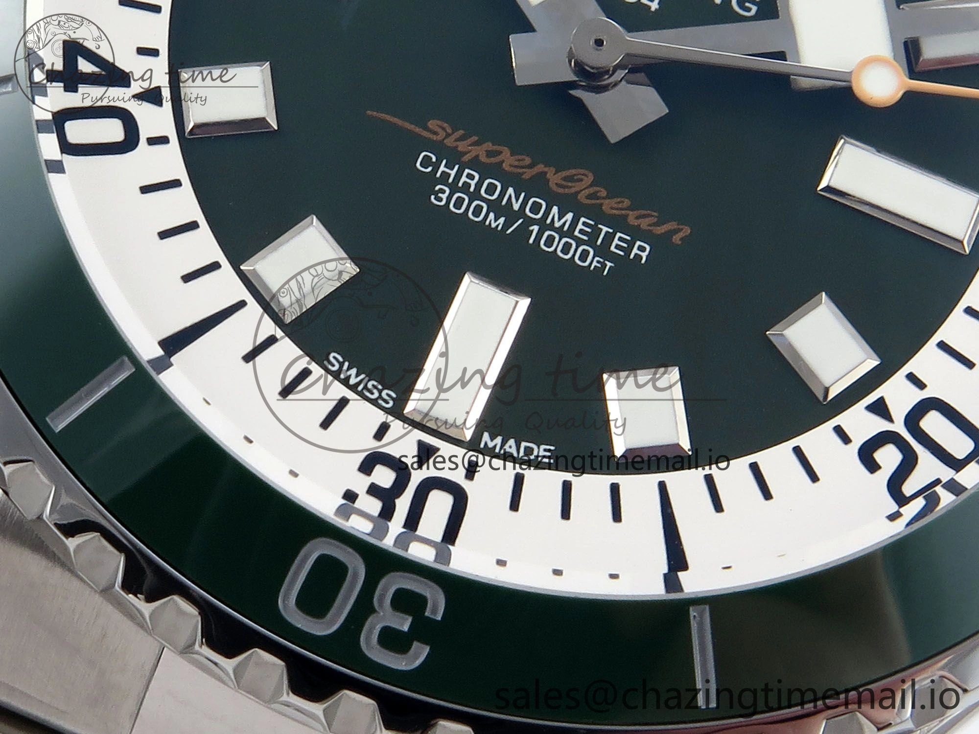 Superocean 44mm SS TF 1:1 Best Edition Green Dial on SS Bracelet A2824
