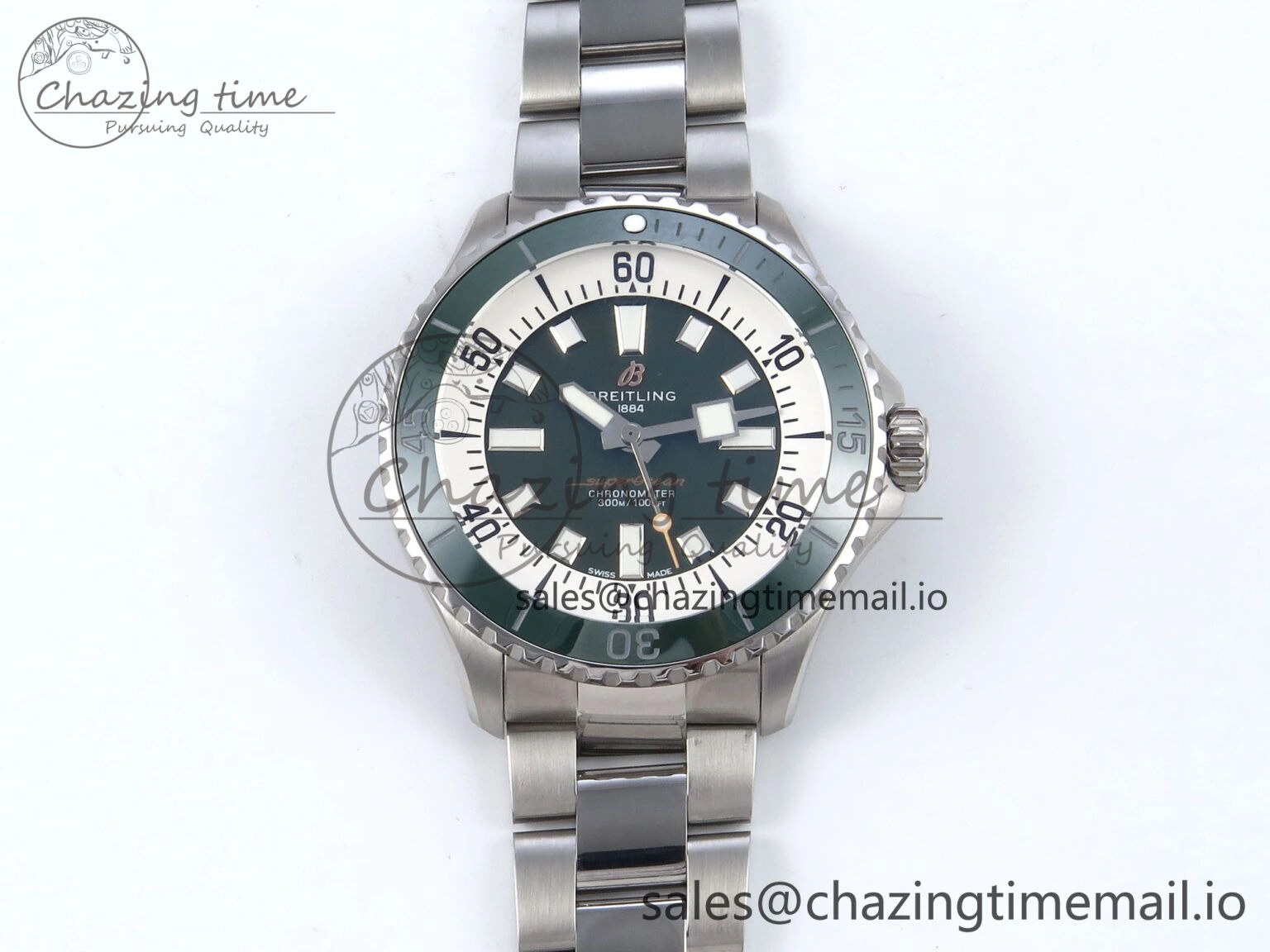 Superocean 44mm SS TF 1:1 Best Edition Green Dial on SS Bracelet A2824
