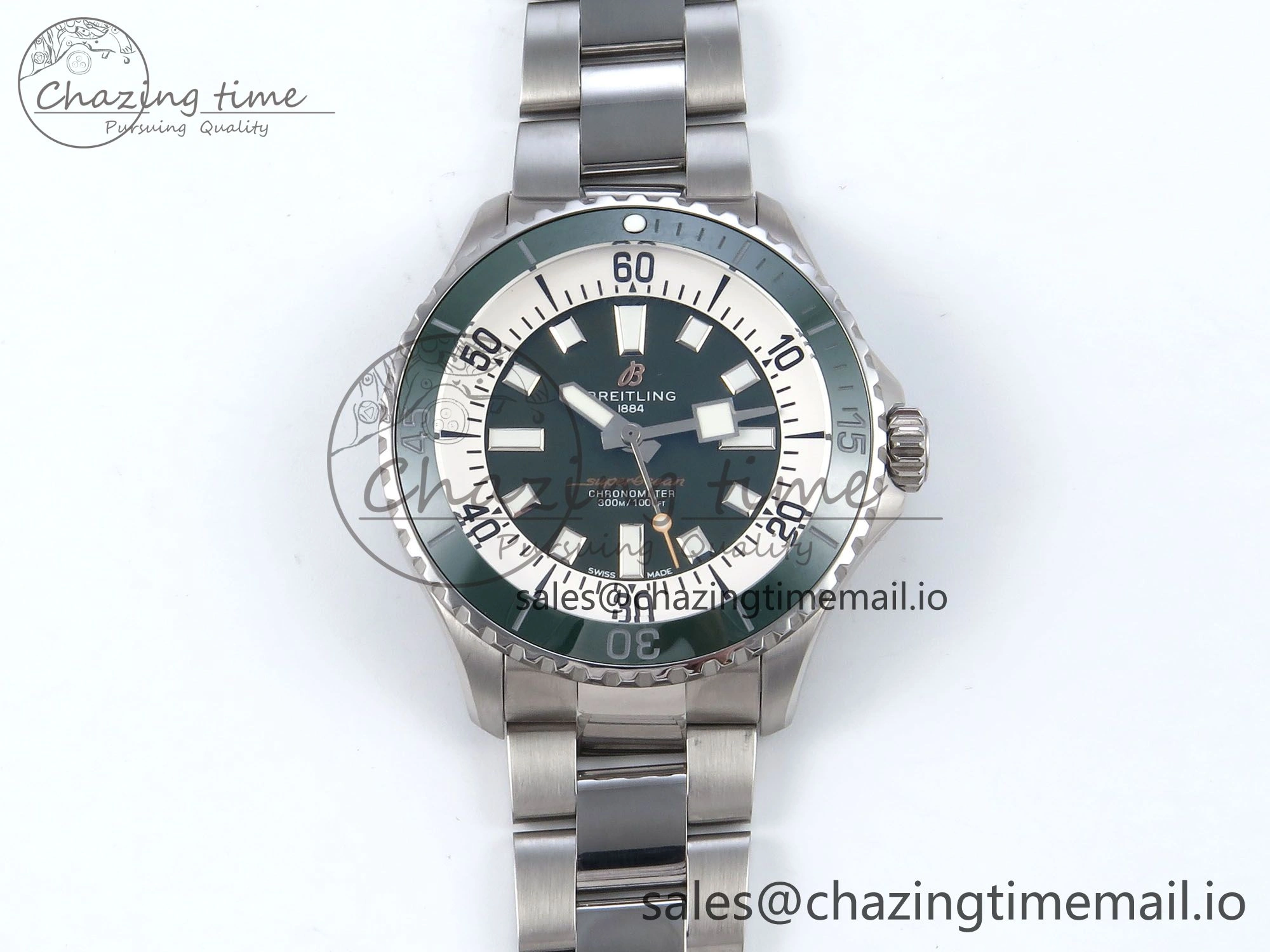 Superocean 44mm SS TF 1:1 Best Edition Green Dial on SS Bracelet A2824