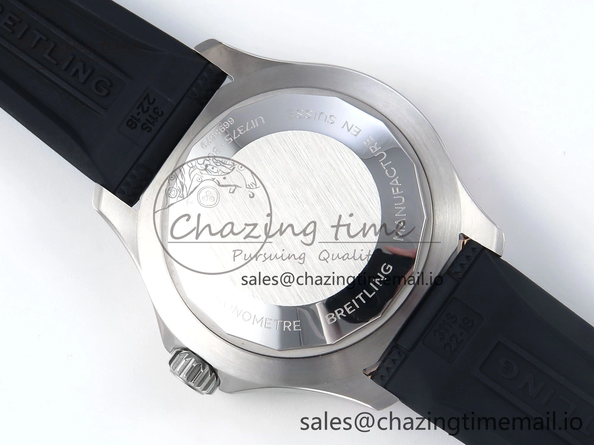 Superocean 44mm SS TF 1:1 Best Edition Light Blue Dial Black Bezel on Black Rubber Strap A2824