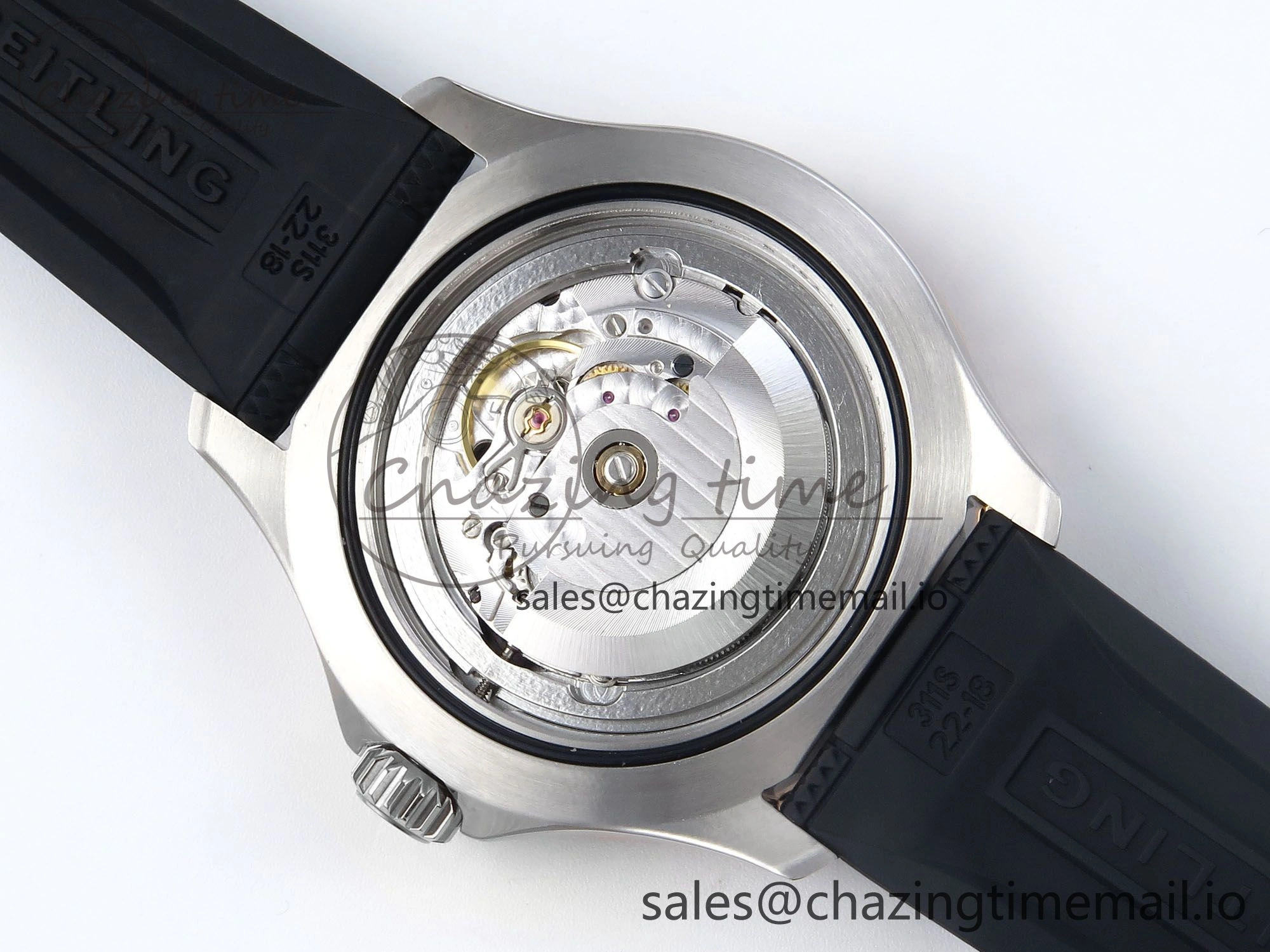 Superocean 44mm SS TF 1:1 Best Edition Light Blue Dial Black Bezel on Black Rubber Strap A2824
