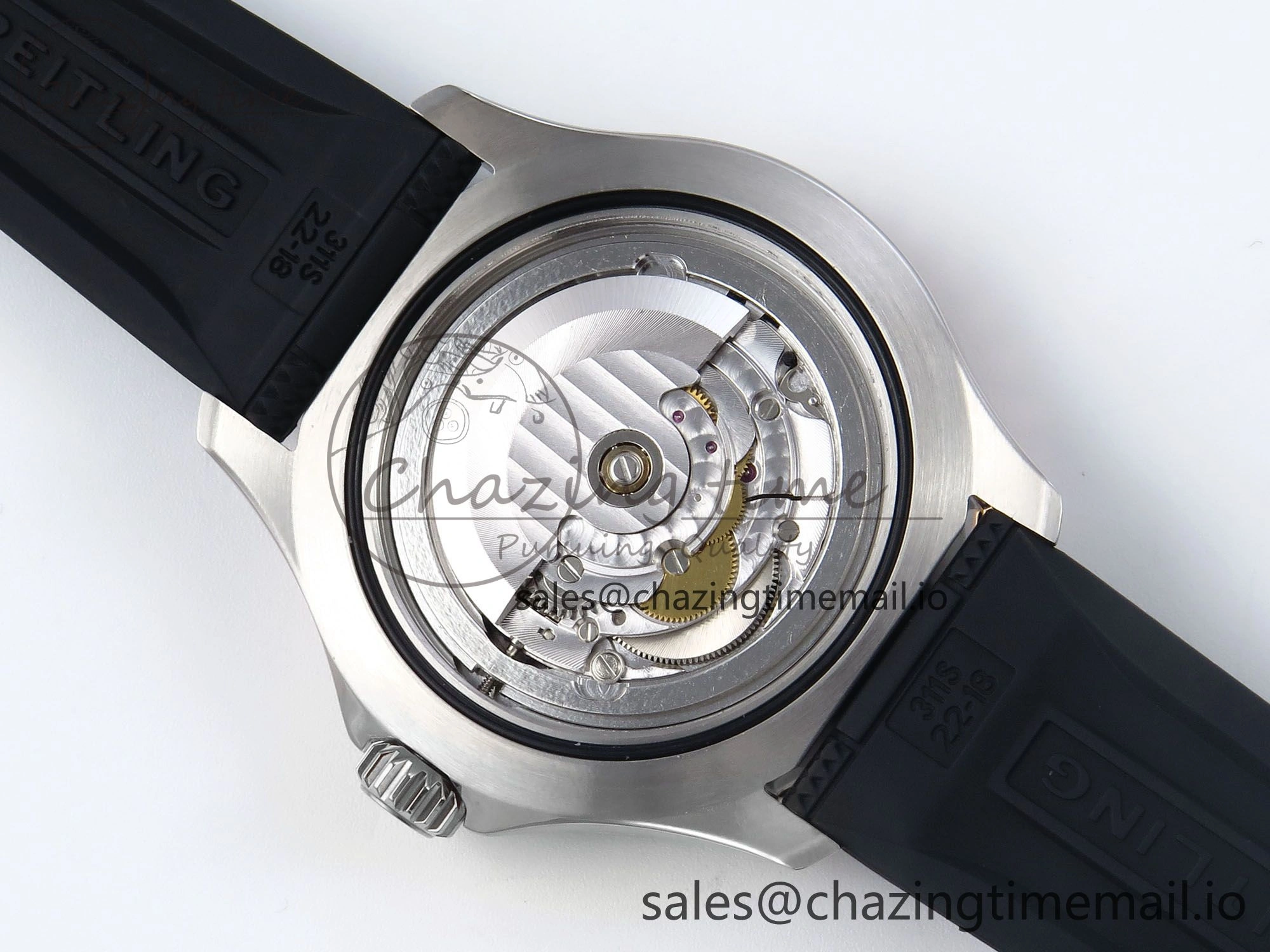 Superocean 44mm SS TF 1:1 Best Edition Light Blue Dial Black Bezel on Black Rubber Strap A2824