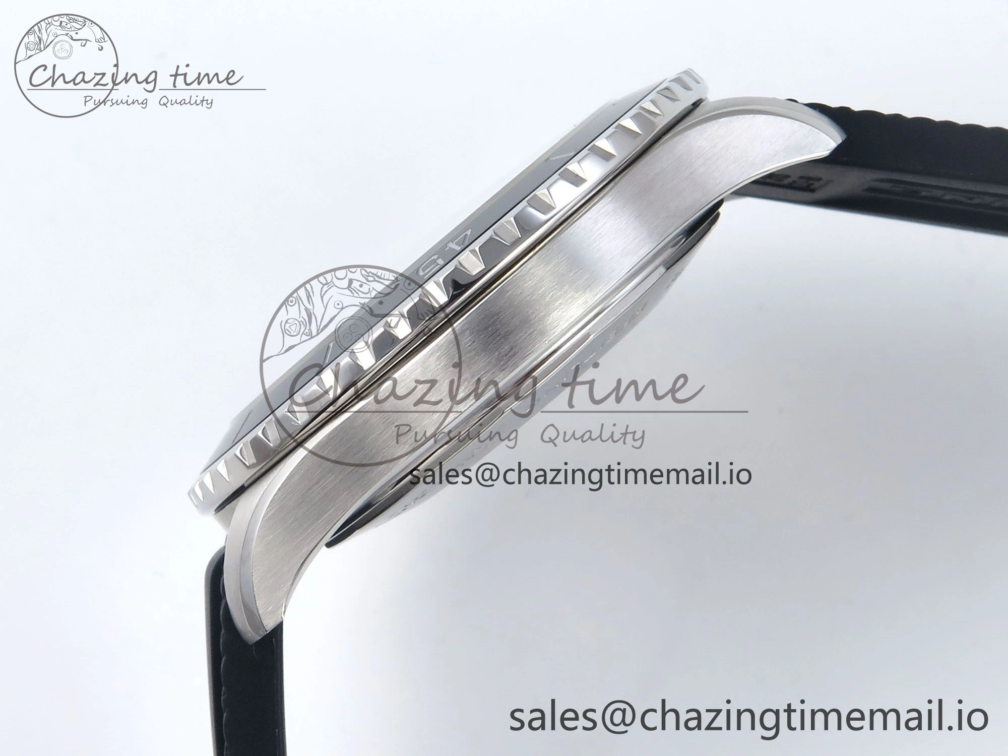 Superocean 44mm SS TF 1:1 Best Edition Light Blue Dial Black Bezel on Black Rubber Strap A2824
