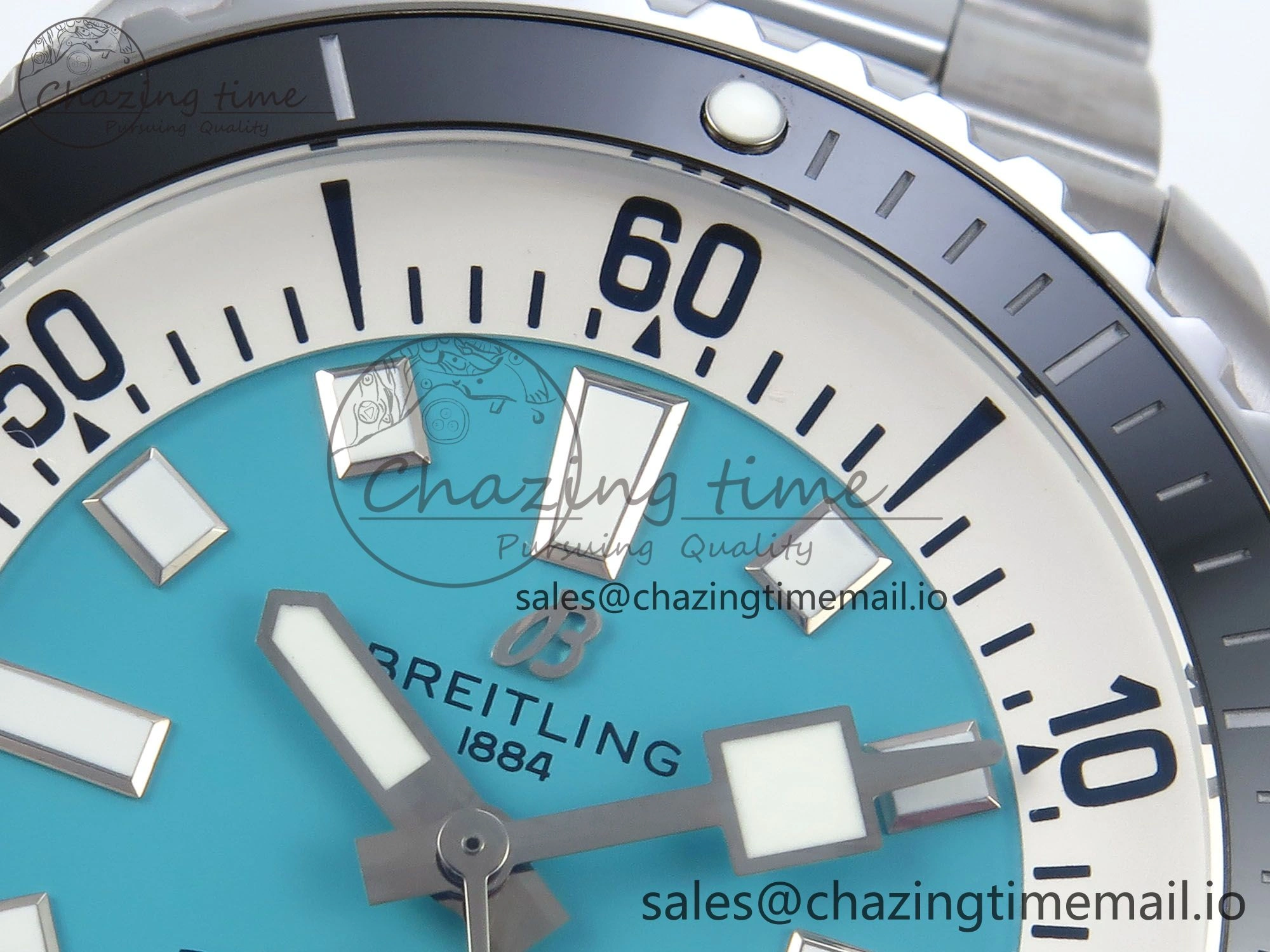 Superocean 44mm SS TF 1:1 Best Edition Light Blue Dial on SS Bracelet A2824