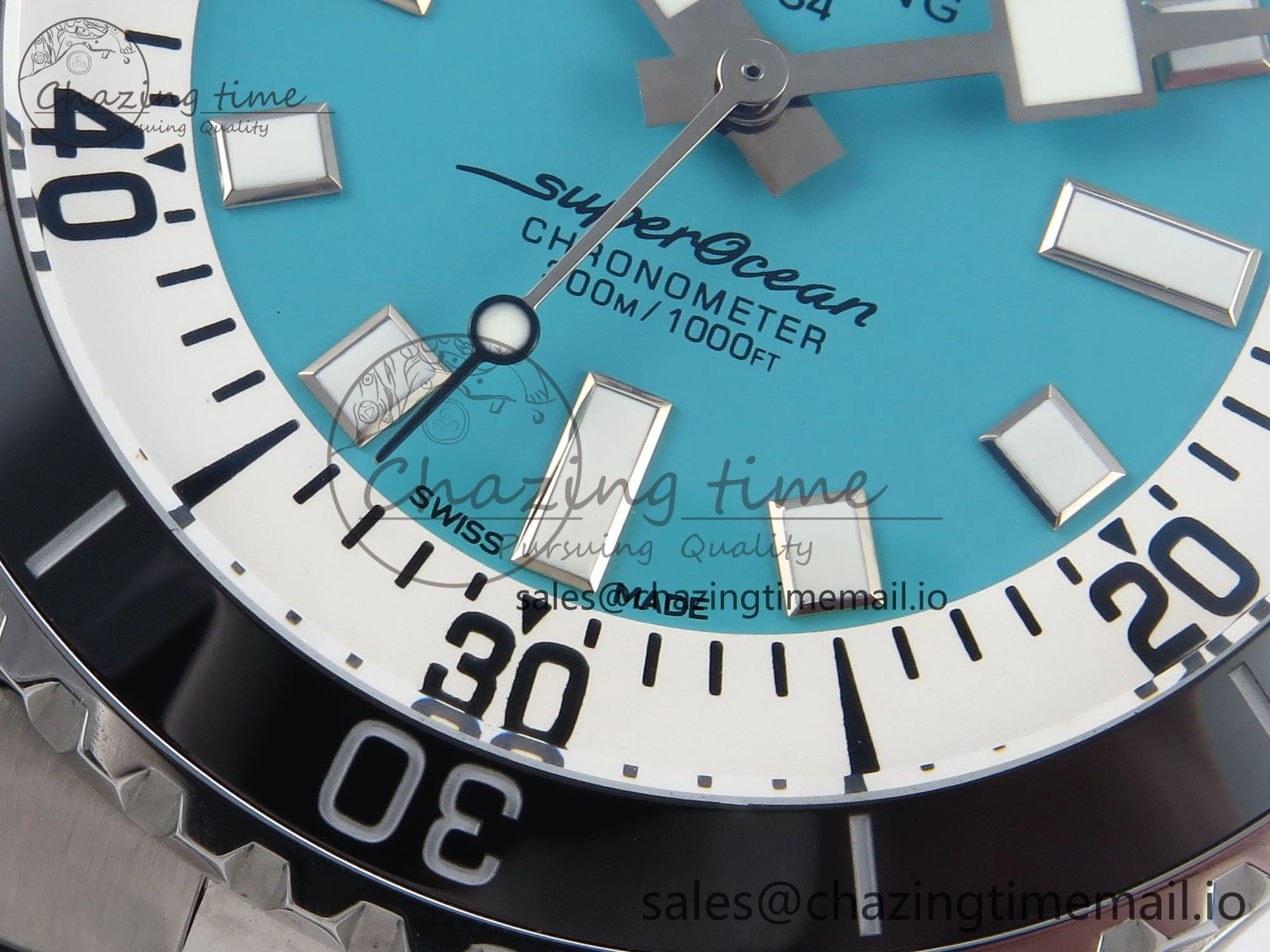 Superocean 44mm SS TF 1:1 Best Edition Light Blue Dial on SS Bracelet A2824