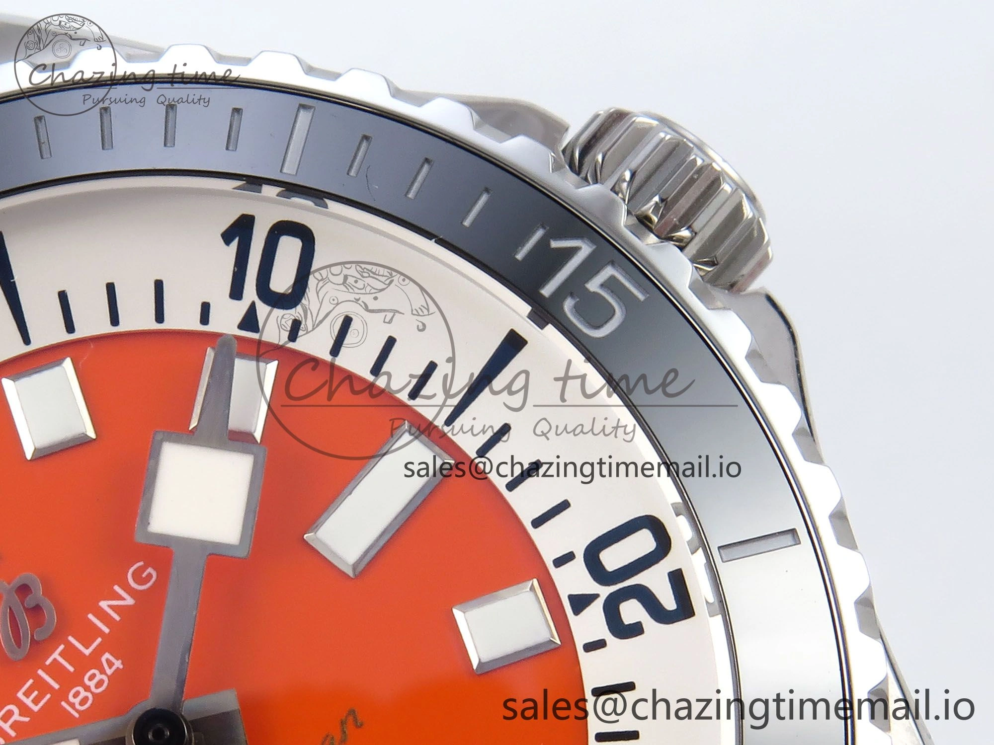 Superocean 44mm SS TF 1:1 Best Edition Orange Dial on SS Bracelet A2824