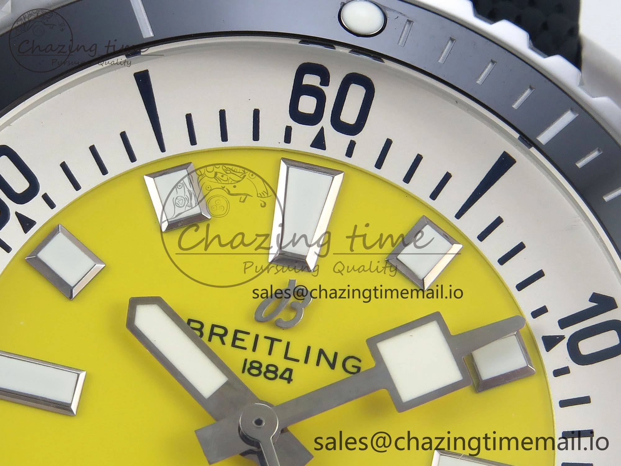 Superocean 44mm SS TF 1:1 Best Edition Yellow Dial Black Bezel on Black Rubber Strap A2824