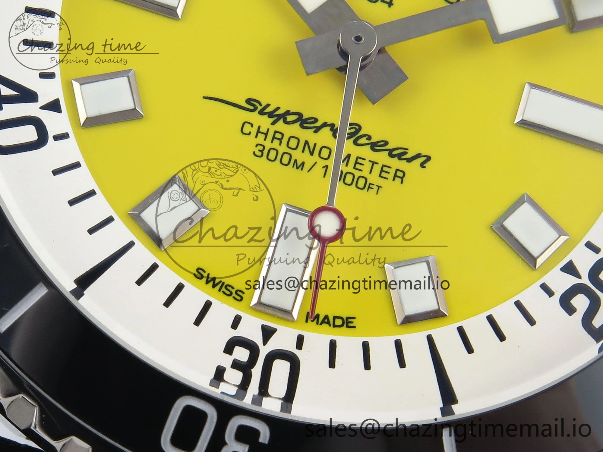 Superocean 44mm SS TF 1:1 Best Edition Yellow Dial Black Bezel on Black Rubber Strap A2824
