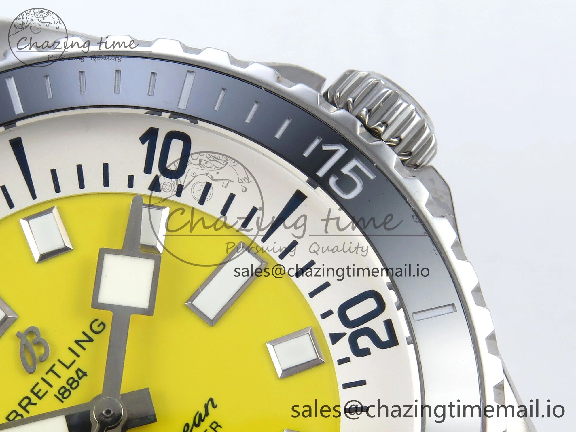 Superocean 44mm SS TF 1:1 Best Edition Yellow Dial Black Bezel on Black Rubber Strap A2824