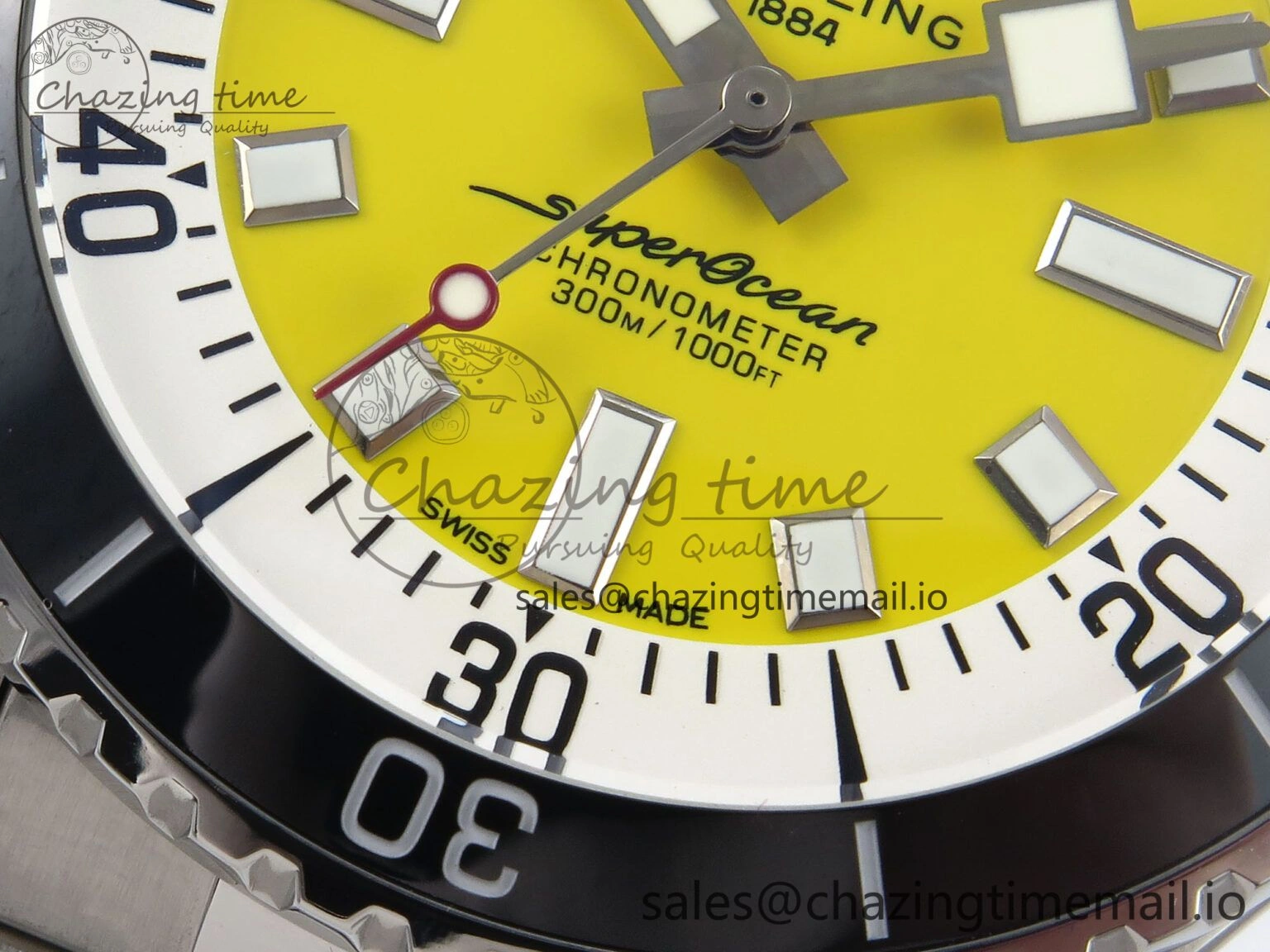Superocean 44mm SS TF 1:1 Best Edition Yellow Dial on SS Bracelet A2824