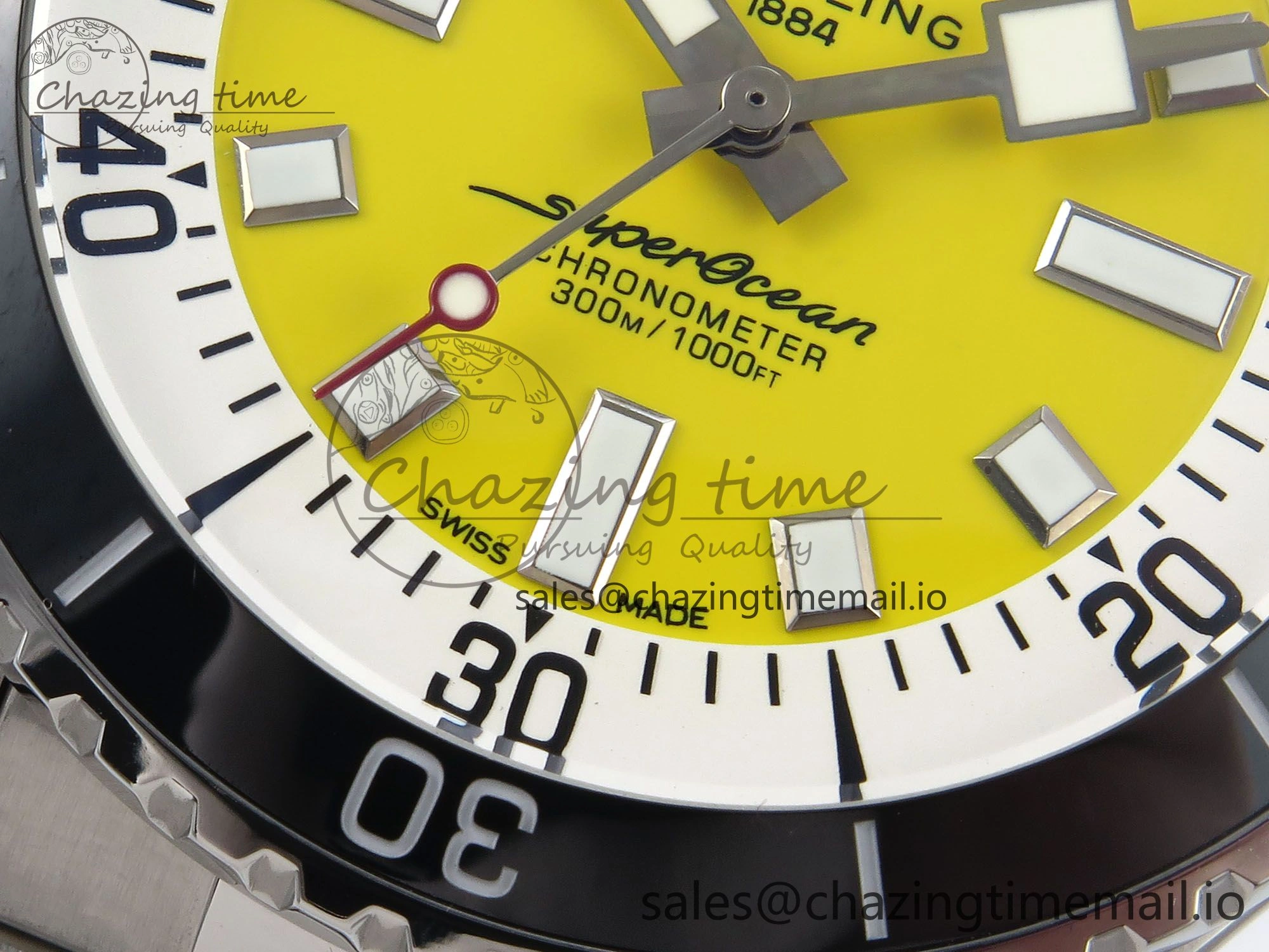 Superocean 44mm SS TF 1:1 Best Edition Yellow Dial on SS Bracelet A2824