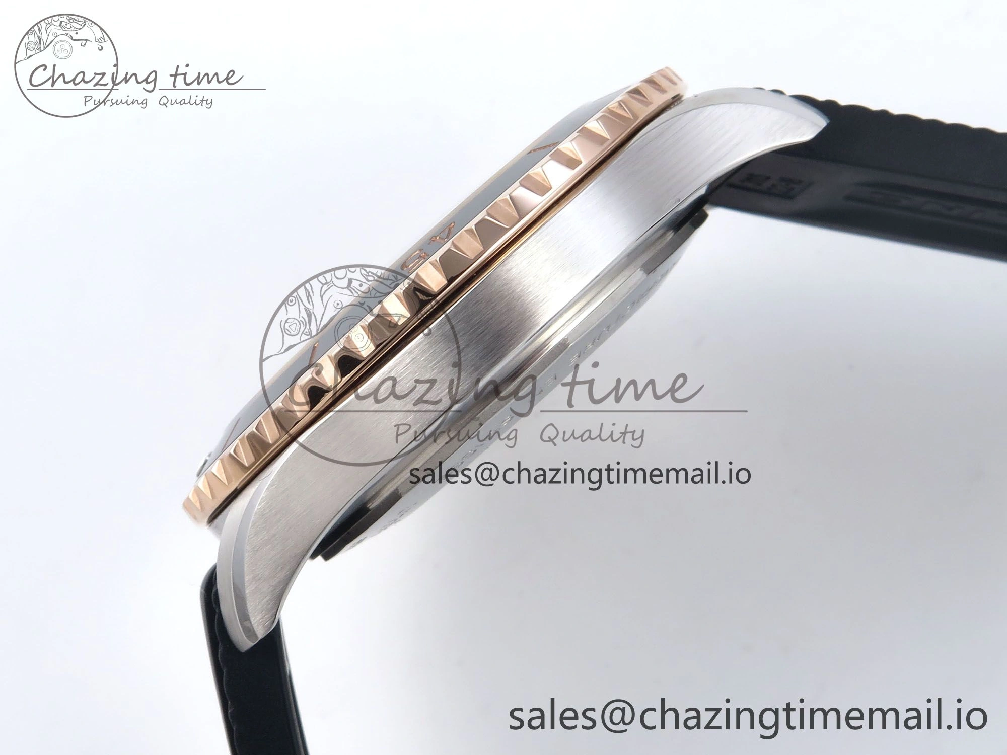Superocean 44mm SS RG TF 1:1 Best Edition Black Dial Black Bezel on Black Rubber Strap A2824