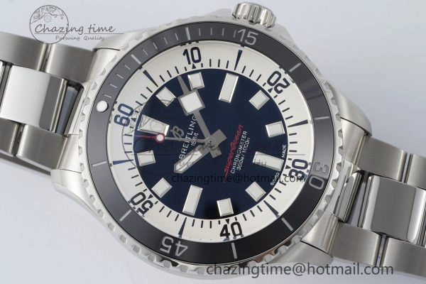 Superocean 44mm TF 1:1 Best Edition Black White Dial Black Bezel on SS Bracelet A2824