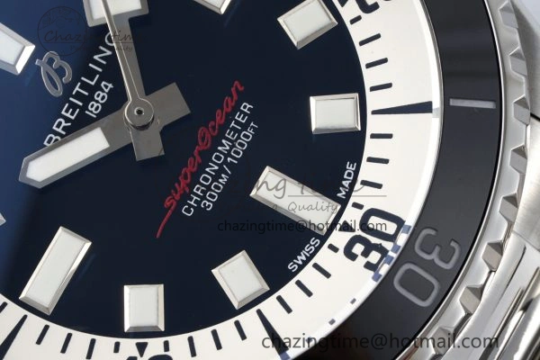 Superocean 44mm TF 1:1 Best Edition Black White Dial Black Bezel on SS Bracelet A2824