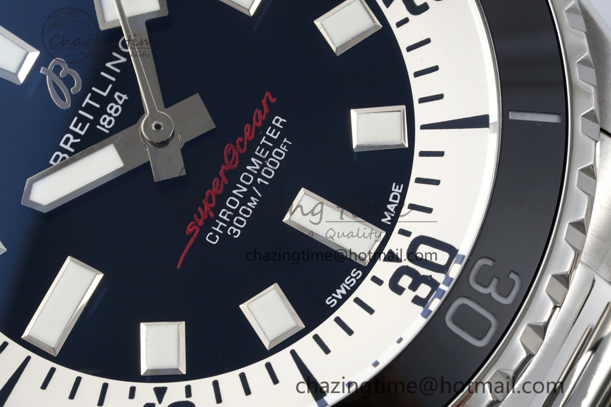 Superocean 44mm TF 1:1 Best Edition Black White Dial Black Bezel on SS Bracelet A2824