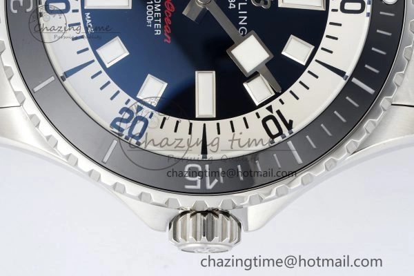 Superocean 44mm TF 1:1 Best Edition Black White Dial Black Bezel on SS Bracelet A2824