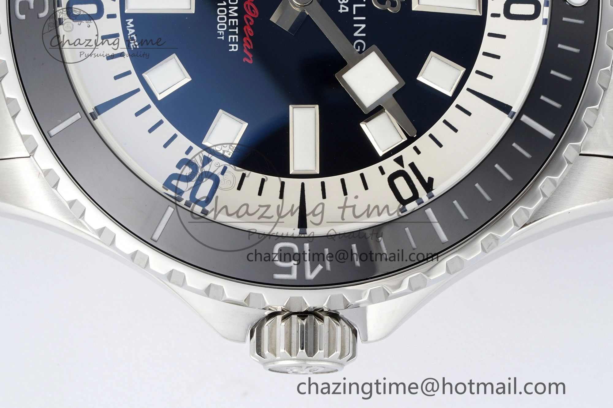 Superocean 44mm TF 1:1 Best Edition Black White Dial Black Bezel on SS Bracelet A2824