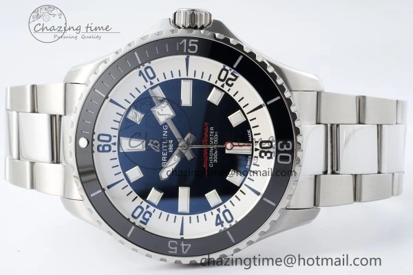 Superocean 44mm TF 1:1 Best Edition Black White Dial Black Bezel on SS Bracelet A2824