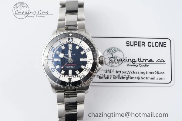 Superocean 44mm TF 1:1 Best Edition Black White Dial Black Bezel on SS Bracelet A2824
