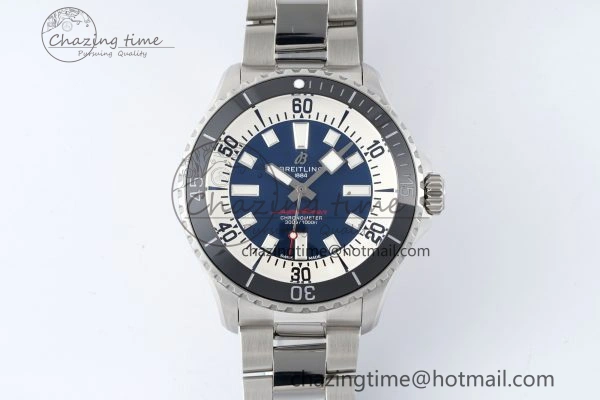 Superocean 44mm TF 1:1 Best Edition Blue White Dial Black Bezel on SS Bracelet A2824