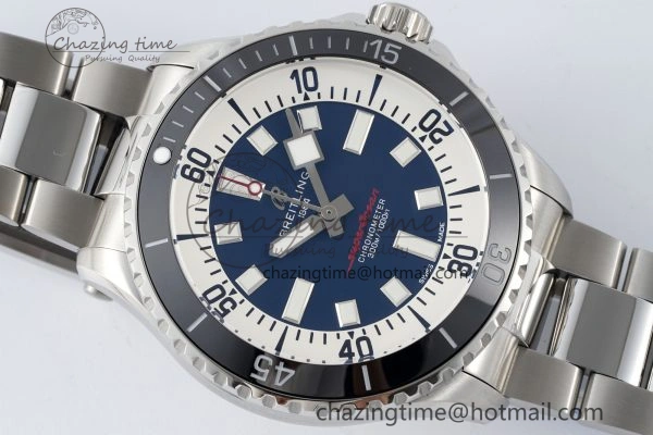 Superocean 44mm TF 1:1 Best Edition Blue White Dial Black Bezel on SS Bracelet A2824