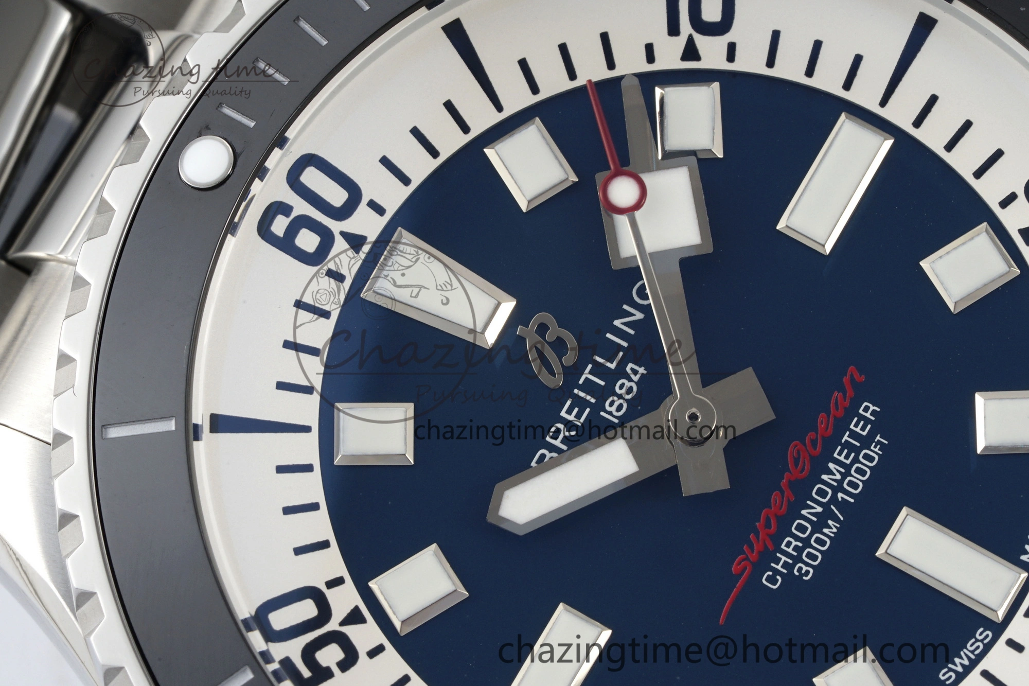 Superocean 44mm TF 1:1 Best Edition Blue White Dial Black Bezel on SS Bracelet A2824