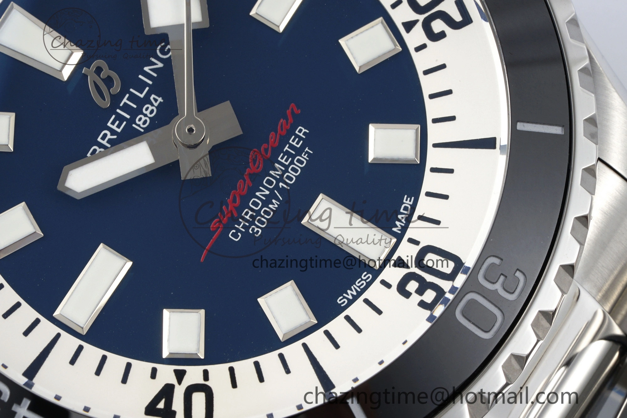 Superocean 44mm TF 1:1 Best Edition Blue White Dial Black Bezel on SS Bracelet A2824
