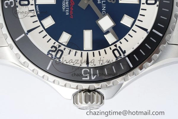 Superocean 44mm TF 1:1 Best Edition Blue White Dial Black Bezel on SS Bracelet A2824