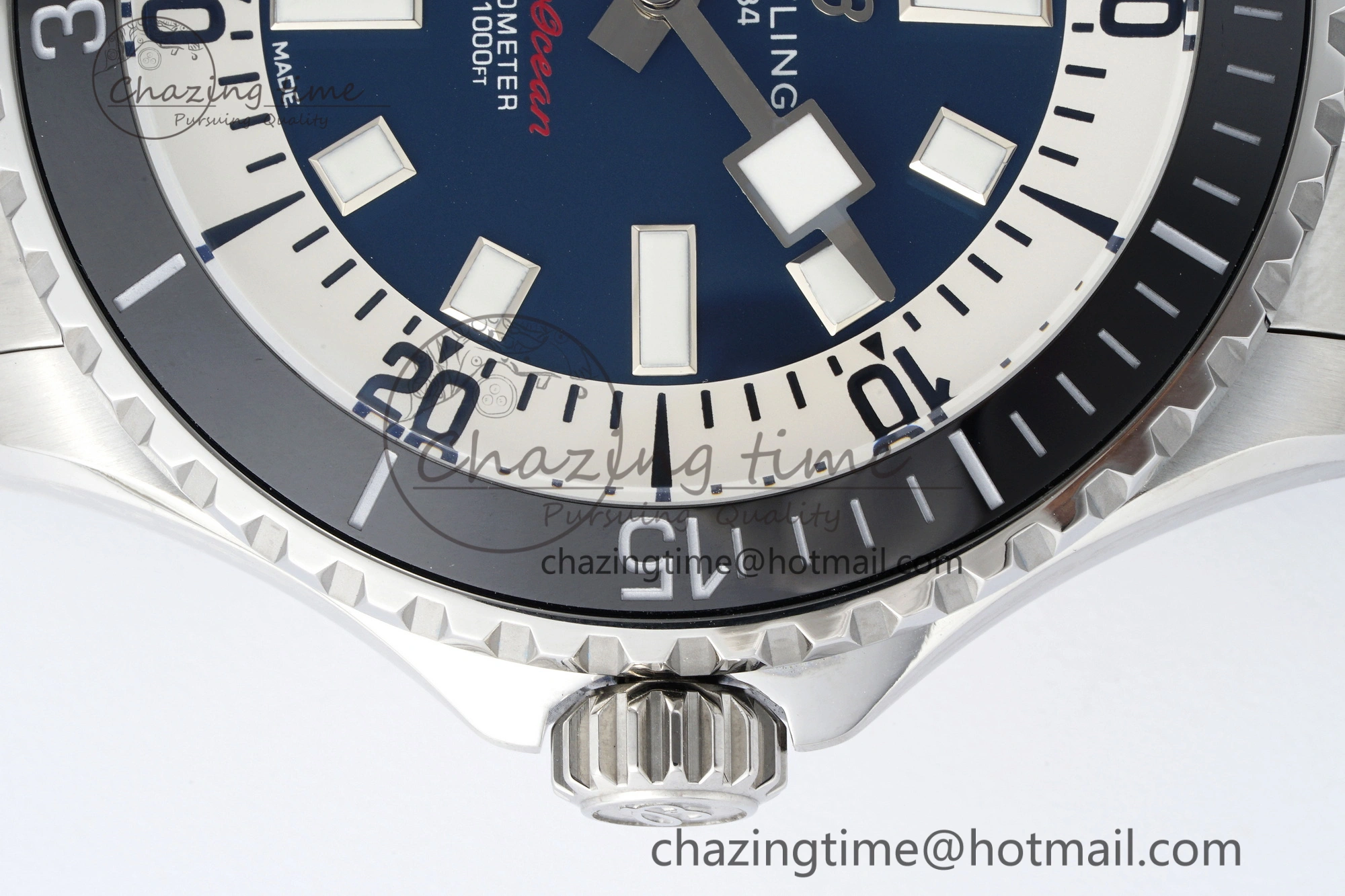 Superocean 44mm TF 1:1 Best Edition Blue White Dial Black Bezel on SS Bracelet A2824