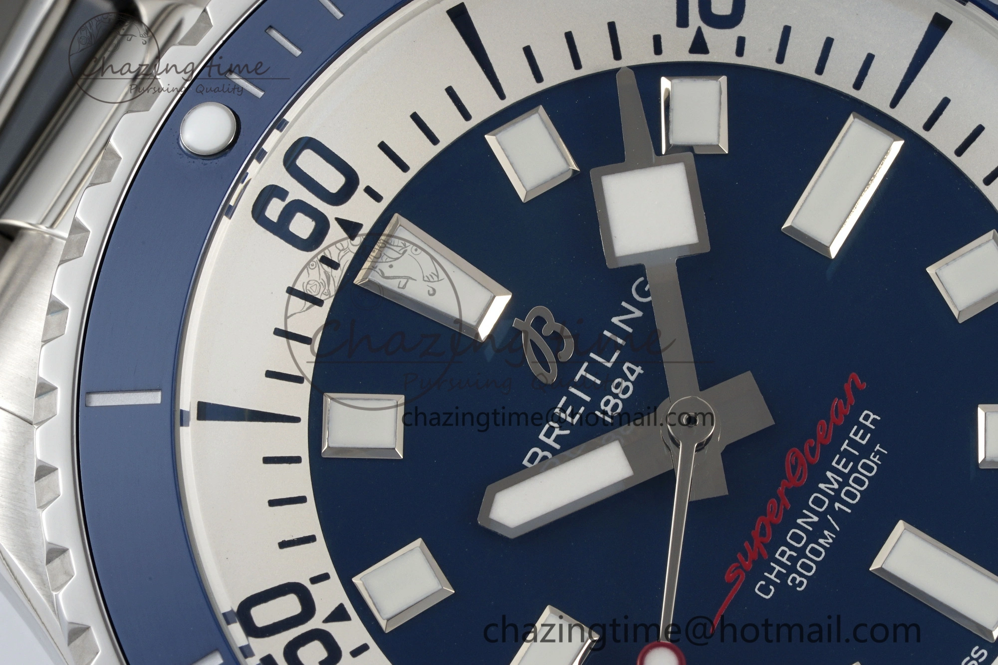 Superocean 44mm TF 1:1 Best Edition Blue White Dial Blue Bezel on SS Bracelet A2824