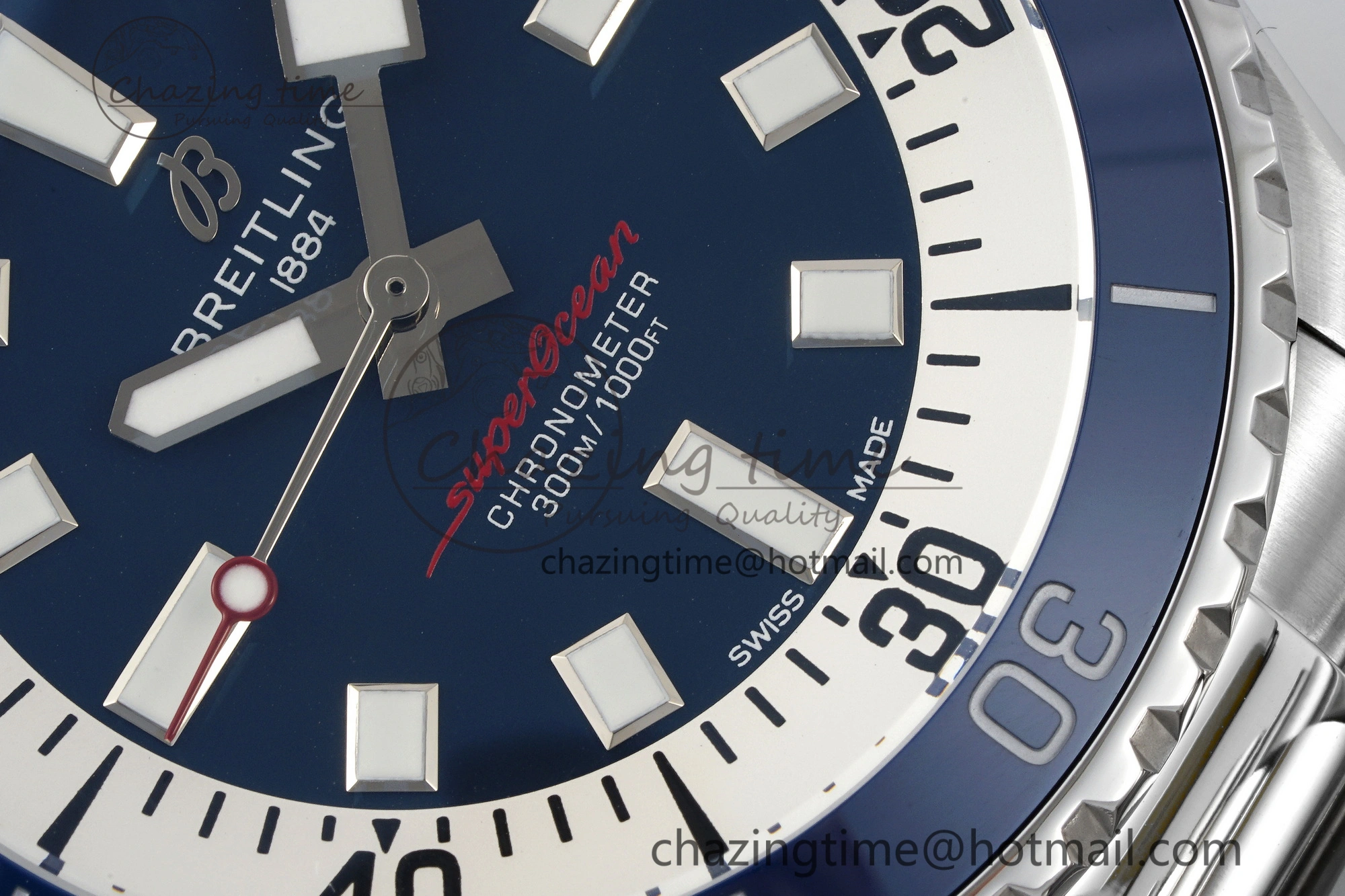 Superocean 44mm TF 1:1 Best Edition Blue White Dial Blue Bezel on SS Bracelet A2824