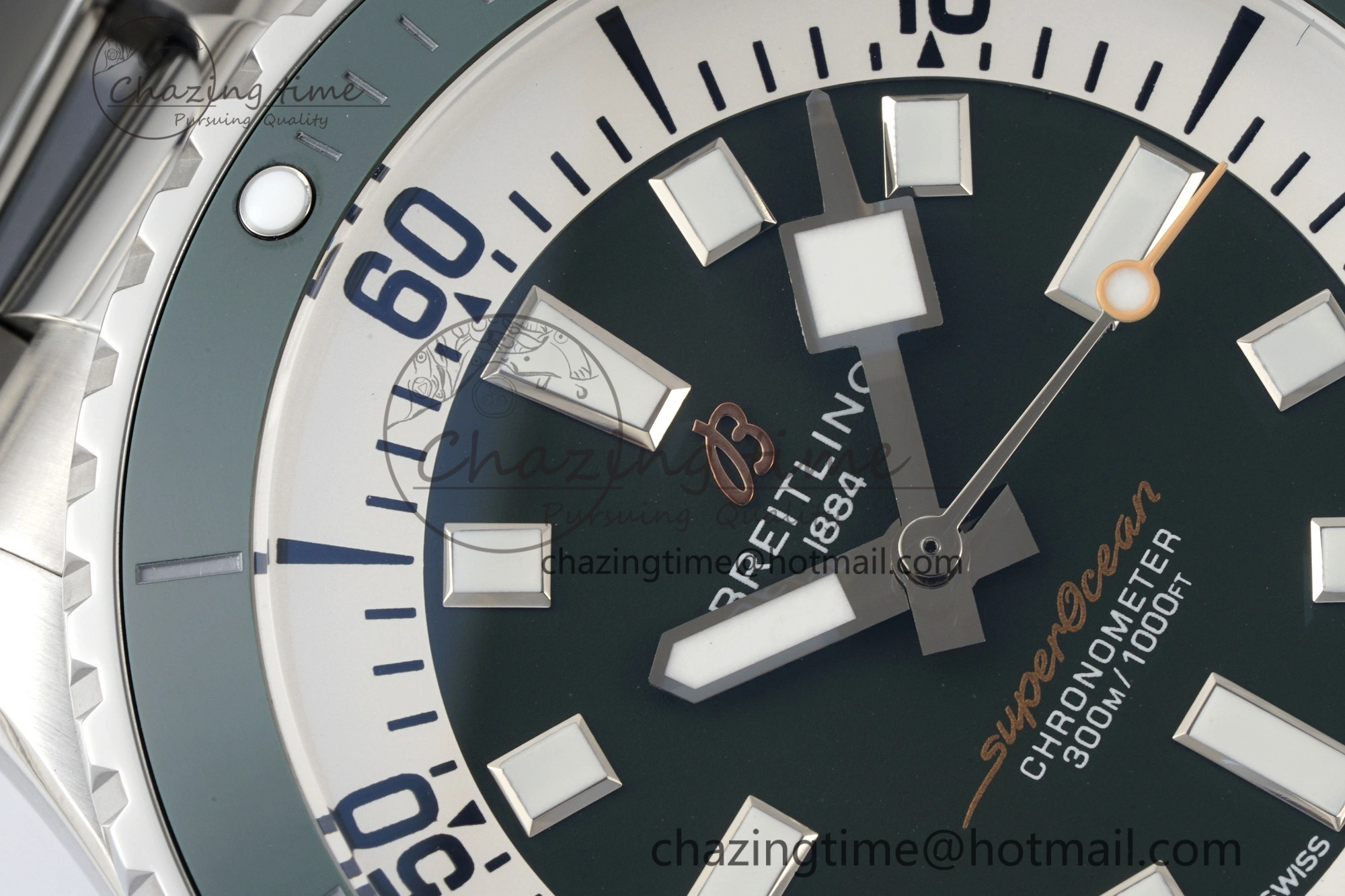 Superocean 44mm TF 1:1 Best Edition Green White Dial Green Bezel on SS Bracelet A2824