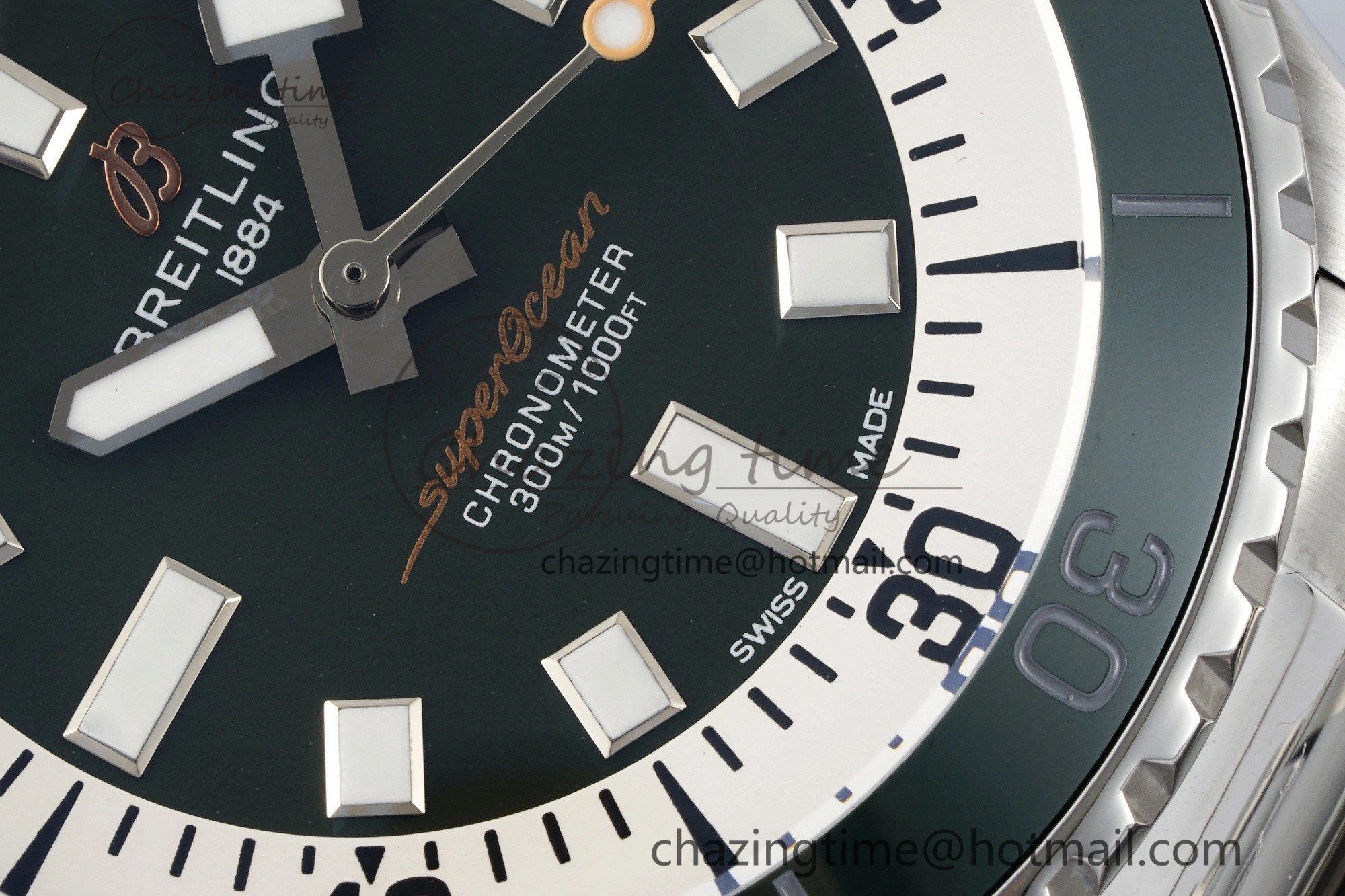 Superocean 44mm TF 1:1 Best Edition Green White Dial Green Bezel on SS Bracelet A2824