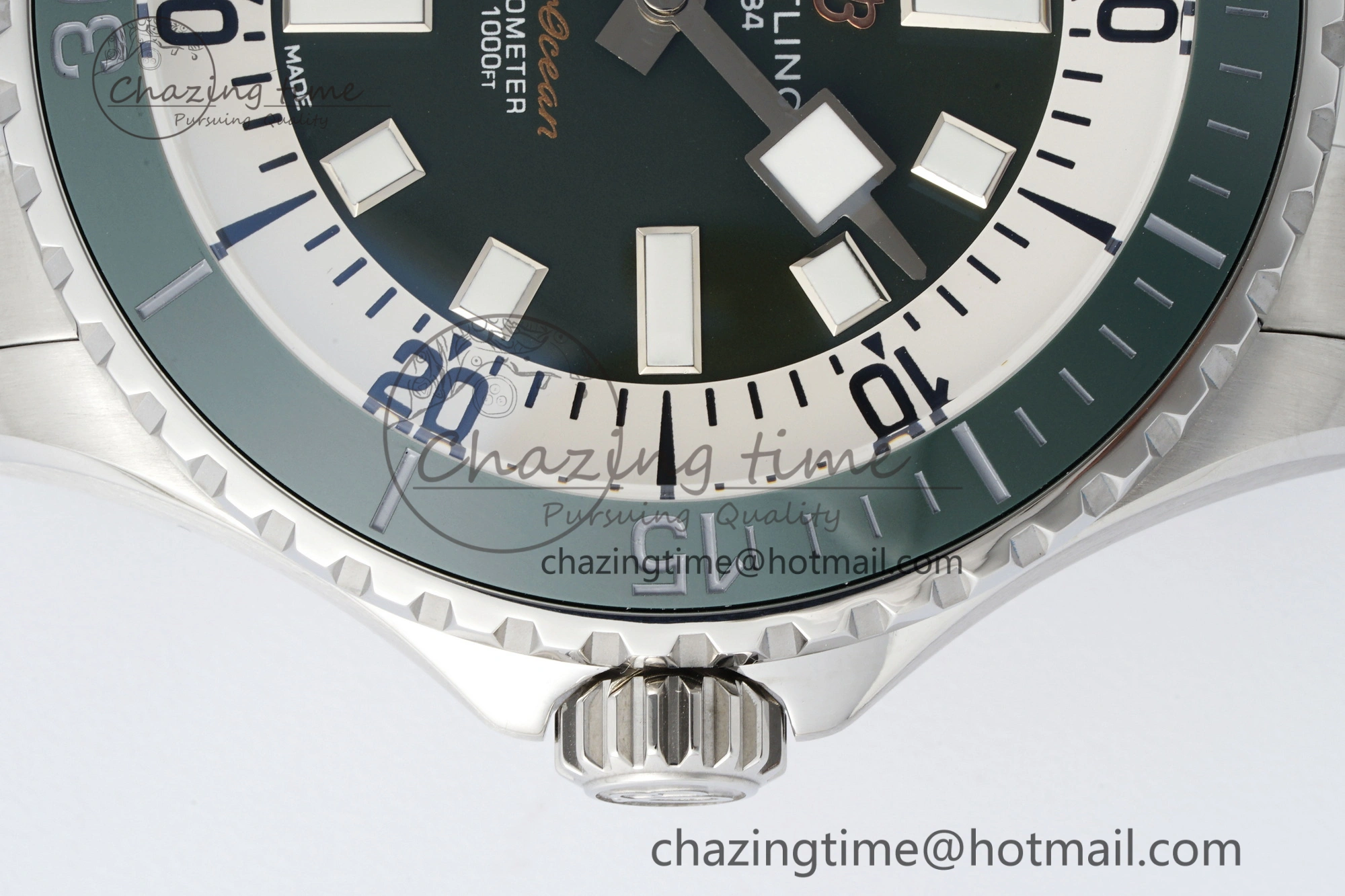 Superocean 44mm TF 1:1 Best Edition Green White Dial Green Bezel on SS Bracelet A2824