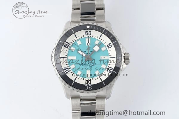 Superocean 44mm TF 1:1 Best Edition Tiffany White Dial Black Bezel on SS Bracelet A2824