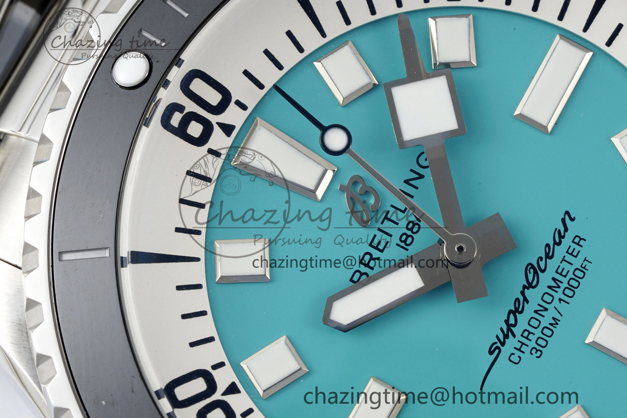 Superocean 44mm TF 1:1 Best Edition Tiffany White Dial Black Bezel on SS Bracelet A2824