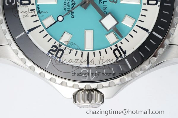 Superocean 44mm TF 1:1 Best Edition Tiffany White Dial Black Bezel on SS Bracelet A2824