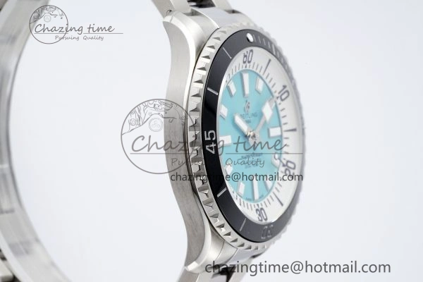 Superocean 44mm TF 1:1 Best Edition Tiffany White Dial Black Bezel on SS Bracelet A2824