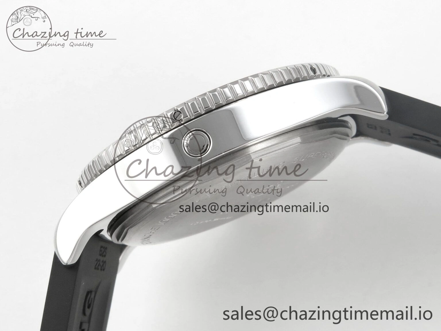 Superocean 46mm SS TF 1:1 Best Edition Black Dial Black Bezel on Blue Rubber Strap A2824 V2