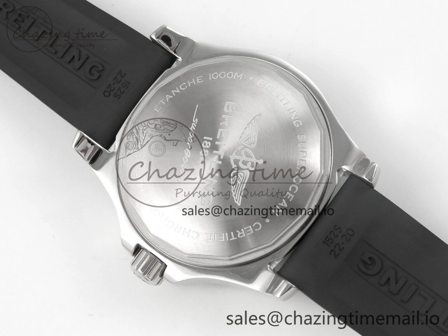 Superocean 46mm SS TF 1:1 Best Edition Black Dial Black Bezel on Blue Rubber Strap A2824 V2